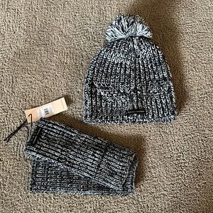 NWT Rebecca Minkoff Women's Gray Knit Beanie Hat and Armwarmers Set